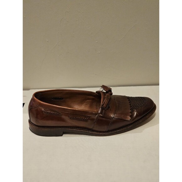 Men's ALLEN EDMONDS CODY Kiltie Tassel Loafers 11 D Brown Woven Leather Shoes - Picture 2 of 14